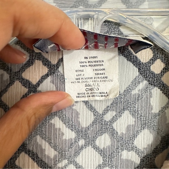 Vintage 90s DonnKenny Women's Diamond Abstract Print Shirt in Grey sz M - Picture 7 of 10